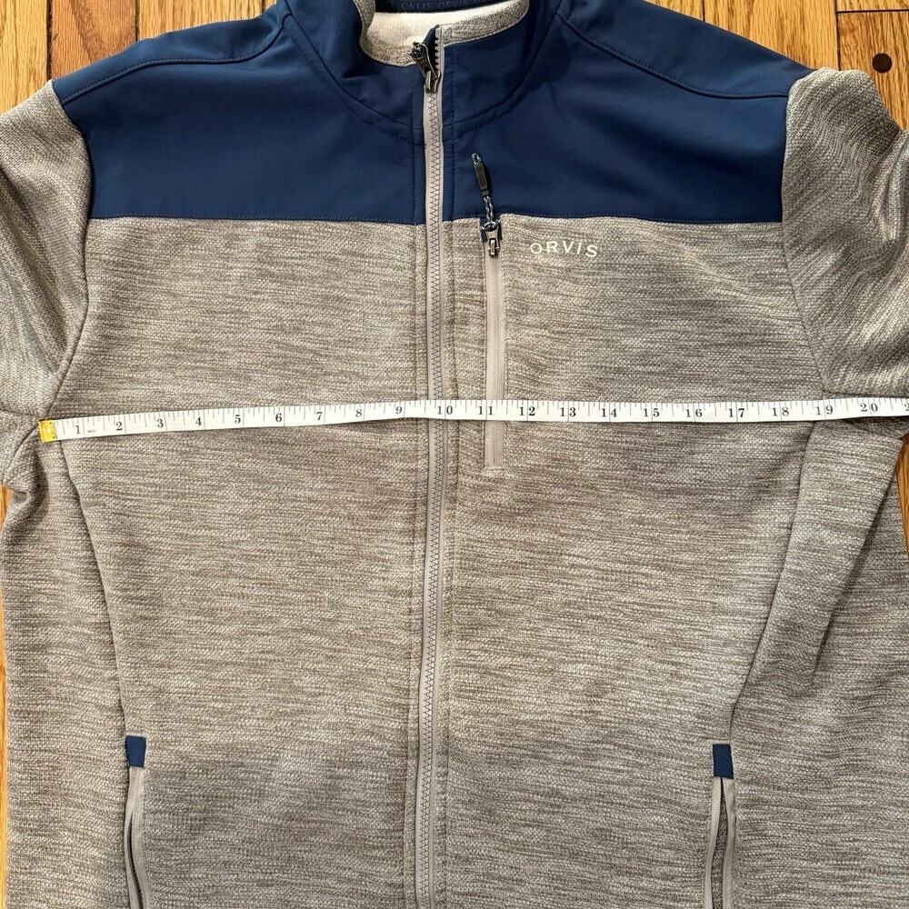 Mens Orvis Bonded Mesh Full Zip Jacket - Light Gray & Blue - Sz. M Pockets - Picture 7 of 13